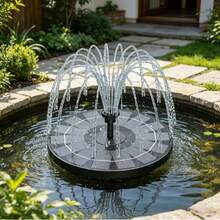 1pc Solar‑Powered Floating Fountain Pump, Outdoor Solar Water Fountain With Multi‑Spray Nozzles For Bird Bath, Garden, Pond Pool Landscape Decoration - Black - View 1