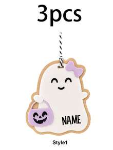 Custom Halloween Ghost Tag, Personalized Basket Wall Hanging Decor, Cute Spooky Name Sign, Customized Name Party Ornament, Customizable Holiday Gift For Halloween, Fall Room Decor, Halloween Decorations, Gifts For Family And Friends, Father, Mother - Style a - View 19
