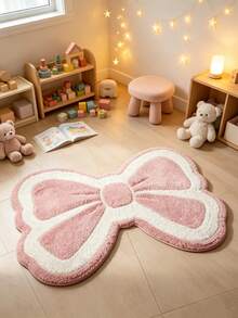 1PC Ins Style Pink Bow Shaped Thick Short Pile Bedroom Bedside Rug, Girls Room Photo Decor Mat, Suitable For Living Room, Bedroom, Entryway, Kitchen, Study, Bathroom And Other Decorative Carpets, Bedroom Decor, Decorative Rug, Bedroom Decor, Small Rug, Home Decor, Living Room Rug, Living Room Small Rug, Bedroom Rug - A - View 6