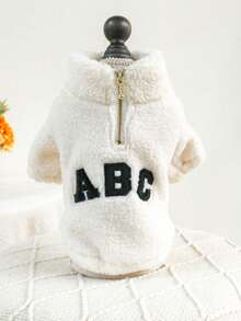 1PC Pet Clothes Small Dog Puppy Cat Cute Pet Warm Fleece ABC Zipper Jacket Home Wear Anti-Shedding - White - View 8
