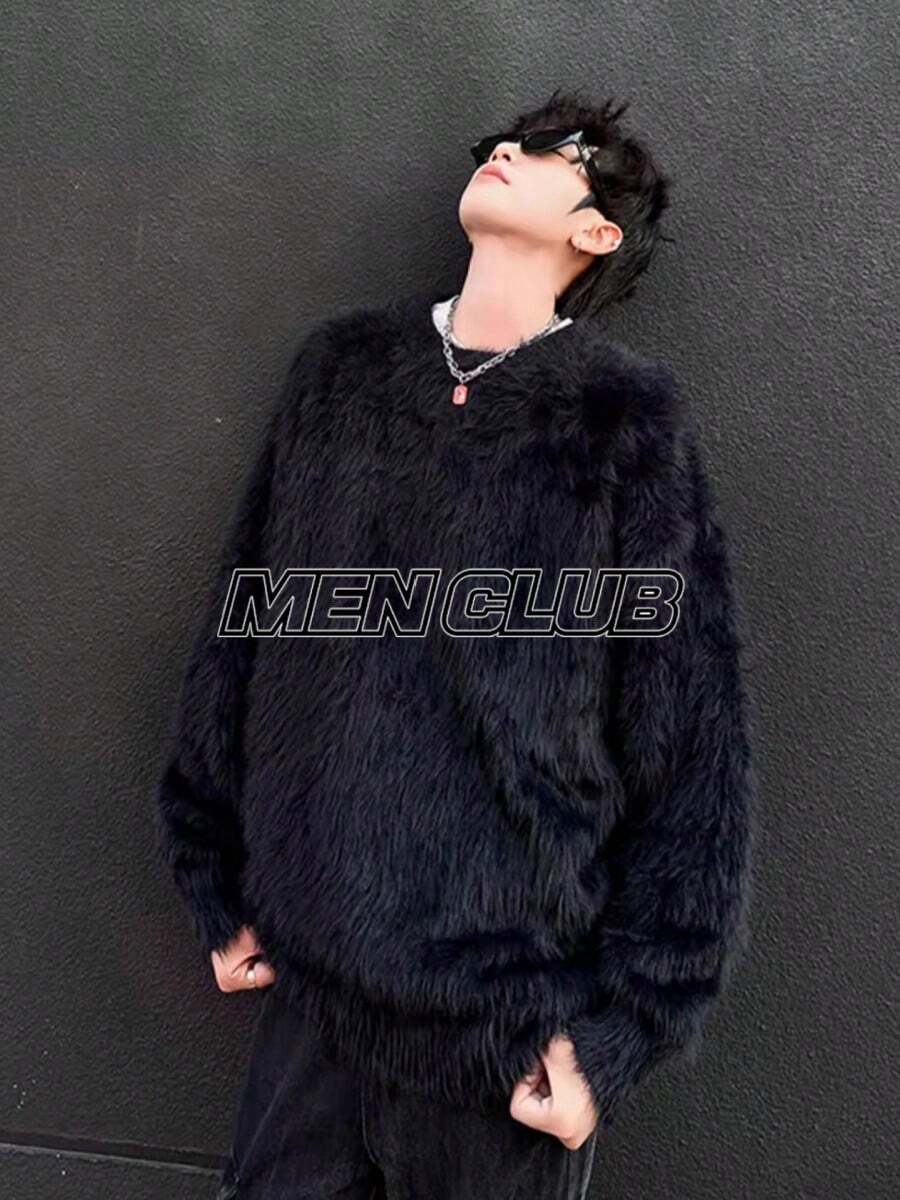 ユニセックス フェイクファー風 プルオーバー ニットトップス カップルコーデにも 冬服｜バレンタインギフト｜送料無料
