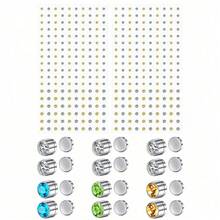 14Pcs/Set Fake Nose Ring Stud Nose Stud Clip On Lip Ear Non Pierced JewelryWith Face Gems, Fake Piercings Belly Button Sticker - Multicolor - View 8