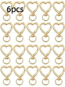 30/50/80/120pcs Heart-Shaped Swivel Lobster Clasp Keychains, Keyring Making Accessories Pendant, Jewelry Making Accessories DIY Handmade Keychains, Gold Color Carabiner Phone Charm Bag Charm Keyring Cute Zinc Alloy Spring Clasp Key Ring - Heart-shaped Keychain - View 15