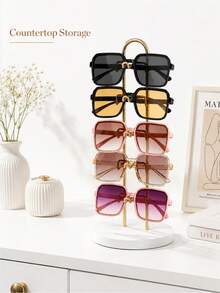 1pc 5-Layer Metal Eyeglass Frame, Desktop Fashion Glasses And Sunnies Storage And Display Stand, Space-Saving Portable Entryway Decor Rack, Eyewear Store Counter Display Rack,For Bedroom Decoration, Home Decor, And Vanity Table - Gold - View 7