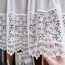 1PC New White Hollow Flower Lace Patchwork Curtain Header, Rod Pocket Window Valance, Pastoral Style Cabinet Shelf Cover Curtain, Kitchen Small Window Decorative Short Half Curtain, Fabric Weight 180g/㎡ - 1PC - View 6