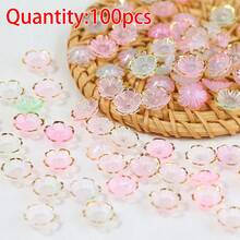 100pcs Acrylic Dual-Color Gold Foil Flower Beads, Acrylic Loose Beads For Jewelry Making - Two-tone Flower Bead - View 20