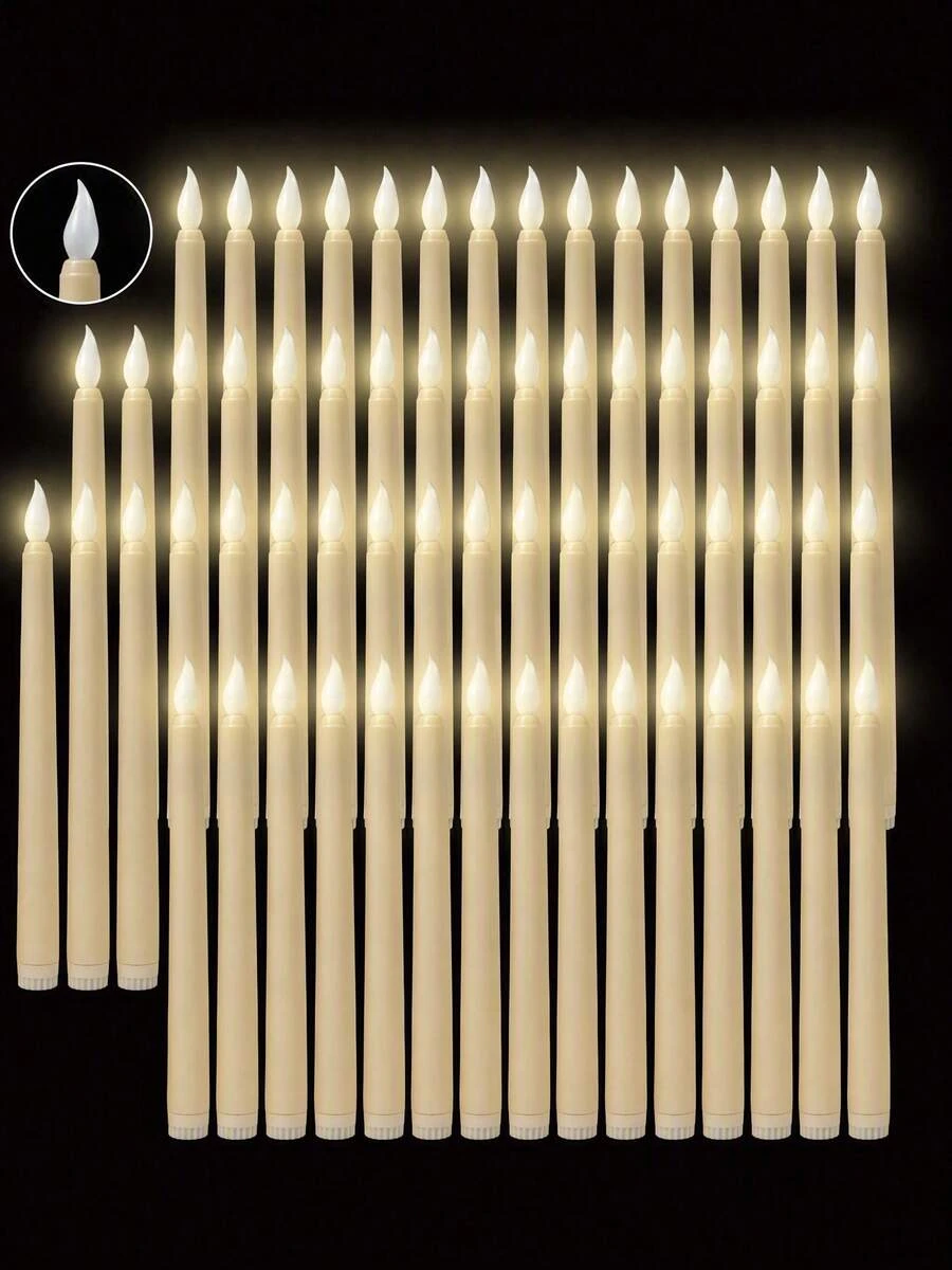 1/3/6件組 無焰LED錐形蠟燭 3D晶片逼真火焰 電池供電錐形茶蠟燈 適用生日、婚禮、聖誕派對、桌面窗台裝飾、感恩節壁爐裝飾、手工藝品（卡其色）