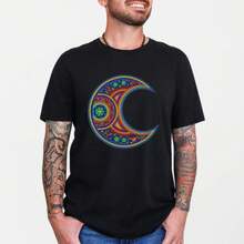 Vibrant   Moon T-Shirt | Colorful Indigenous Mexican Folk Art Design, Men's And Women's T-Shirts - White - View 5