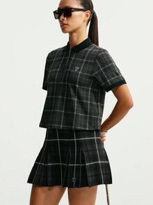 Nike Women's AS W NK FF Plaid Sweater Skirt Knit Mini Skirt IQ2700-010 - Black and White - View 4