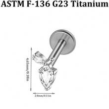 1PC Elegant G23 Solid Titanium Cross Star Waterdrop CZ Flat Labret 16G Internal Threaded Lip Nose Ear Cartilage Conch Piercing Lobe Earring Decoration - Titanium Color - View 18