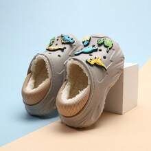 Kids' Thermal Lined Clogs With Cute 3D Dinosaur Decor, EVA Non-Slip Soft Sole, Unisex Home & Outdoor Wear, Warm For Autumn/Winter - Grey - View 10