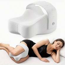 Memory Foam Knee Support Pillow, Specially Designed For Side Sleepers - With Adjustable Straps For Comfortable Sleep - Ergonomic Leg Support To Improve Posture - Breathable And Washable Pillowcase For Deeper Sleep. - White - View 1