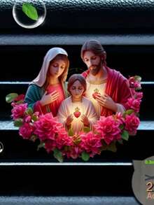 1pc 2D Flat Character Jesus Peace Pattern Car Aromatherapy Diffuser Clip, Acrylic Interior Accessory For Car Air Vent - A - View 1