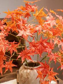 ZaiYe 1pc, Artificial Large Maple Leaf Branches, Fall Decoration, Artificial Flowers And Greenery, Suitable For Parties, Autumn Home Decoration, Suitable For Wedding Bouquets, Table Centerpieces, Thanksgiving/Halloween And Day Of The Dead Decorations - Multicolor - View 4