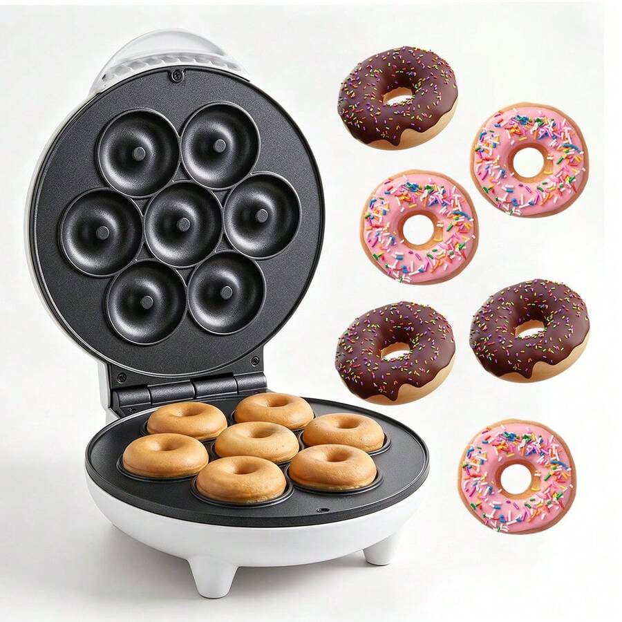 Mini Donut Maker, Suitable For Breakfast, Snacks, Desserts, Non-Stick Coating, Makes 7 Donuts At Once, Kitchen Home Use Donut Machine - US A Type Plug(110-127V) - View 1
