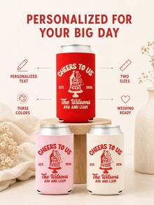 Personalized Wedding Can Coolers, Custom Text Can Sleeves For Reception Drinks, Bride And Groom Cake Design, Wedding Favors For Guests - Multicolor - View 7