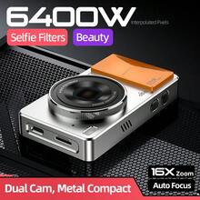 Aigo D6pro Beauty Digital Camera With Dual Front And Rear Cameras, 6400W Interpolated Pixels, 16 Filters, 16X Digital Zoom, CCD Texture, AF Autofocus, 3-Level Beauty TYPE-C Charging Interface, Entry-Level Camera Holder For Girls - View 4