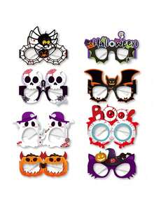 Gafas de papel para fiesta de Halloween, set de 8 piezas de gafas divertidas, que incluyen patrones de calabaza, fantasma, calavera, araña y murciélago; accesorios para fotos, regalos para fiesta de Halloween, suministros para Halloween truco o - Multicolor - Ver 5