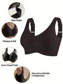 4 PCS Seamless Breathable Wireless Sports Bra For Women - Full Coverage Design, Anti-Slip Material, With Lifting And Support Functions - Multicolor - View 7