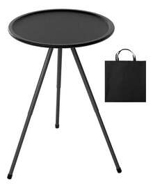 Mesa Plegable Redonda KIUO para Camping, Picnic o Viajes con Altura Ajustable - Negro - Ver 2