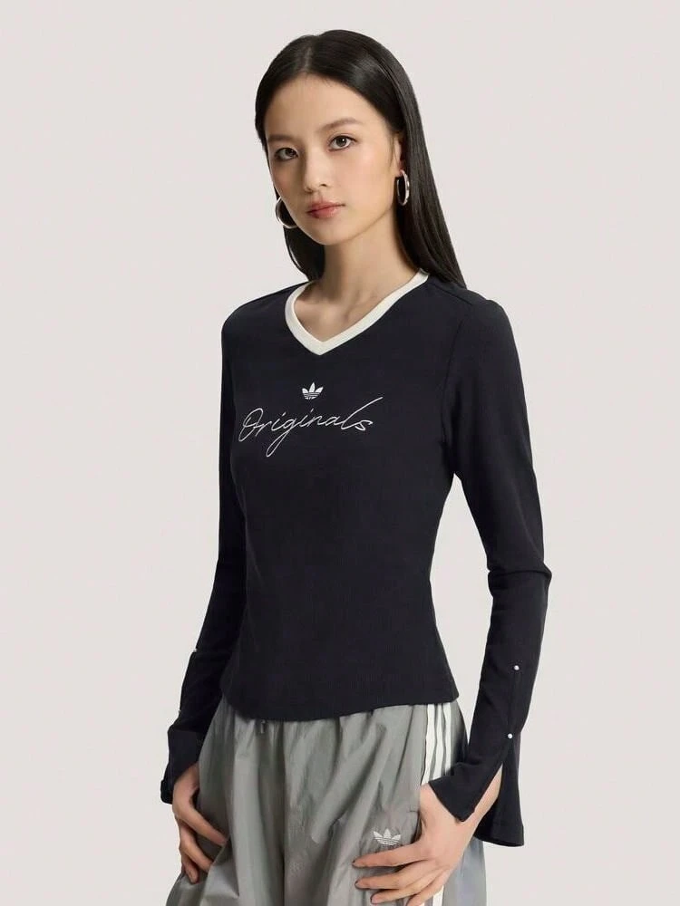 Adidas Originals Kaos Rajut Lengan Panjang Tanpa Kerah Wanita TKS2381 - Hitam - View 1