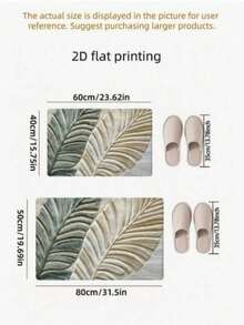 1PC Gradient Green & White Dual Banana Leaf Long Bathroom Mat, 3D Embossed Leaf Print, Fresh Natural Style Bath Mat For Shower, Sink Entrance, Suitable For Living Room, Bedroom, Entryway, Kitchen, Study, Bathroom Decoration - Multicolor - View 6