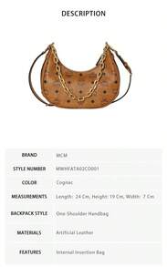 Mcm Aren Logo Women's Shoulder Bag MWHFATA02CO001 - 干邑色MWHFATA02CO001 - 查看 8