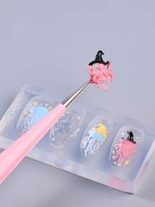 1件萬聖節3D美甲飾品矽膠模具，可愛巫師帽水母章魚設計美甲模具，DIY樹脂翻模美甲裝飾工具，搞怪派對美甲配件，創意美甲用品 - 無色 - 查看 11