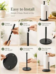 Heavy-Duty Kitchen Paper Towel Holder With Tidy Storage Edge Preventing Paper Unrolling Classic Countertop Paper Towel Dispenser For Working Pros Handy Napkin Holder To Hold Paper Towels In Baño Area Toilet Paper Holder Home Organizer Tools - A - View 10