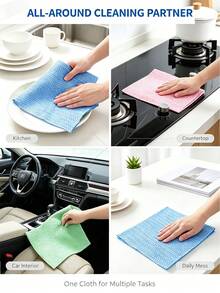 Slouchy Person Disposable Cleaning Cloth Roll, 50/200pcs 25*30cm Thickened Non-Woven Fabric, Kitchen Dishwashing Oil-Absorbing Cloth, Dry And Wet Use, Bathroom, Car, Stove Top Universal Reusable Scouring Pad - Multicolor - View 2