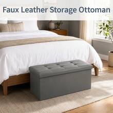 Living Room Folding Storage Ottoman – 76*38*38cm Footrest Stool With Lid, Storage Box & Shoe Bench - Dark Grey - View 4