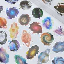 50Pcs Clear Galaxy Stickers, PET Transparent Universe Planet Nebula Decals, Journal & Daily Items DIY Decor Stickers - 50pcs/set - View 3