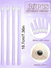 1/15/30pcs Light Purple Pencils With Rubber Wood Shaft, High Aesthetic Value, Large Capacity, Smooth Writing, Moderate Lead Hardness, Not Easy To Break, Suitable For Daily Writing, Draft Calculation, Note Taking, Can Be Used As Christmas And Halloween Holiday Gifts - A - View 5