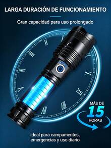 2 piezas Linterna LED de alta potencia, linterna táctica recargable por USB, foco de largo alcance, lámpara de camping - Negro (compra uno y llévate otro gratis) - Ver 7