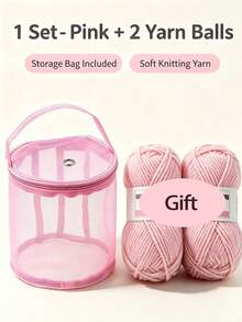 1 Set Large Capacity Yarn Storage Bag, Easy Rotating Roller Design, With Threading Hole And Handle, Crochet Knitting Tool Storage Bag, Space-Saving, Suitable For Beginners And Elderly - Multicolor - View 5