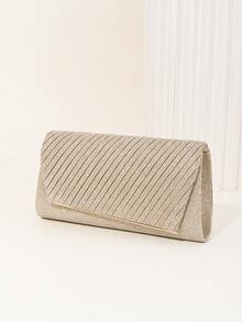 LJDCRFT Elegant Pleated Envelope Evening Clutch For Women, Sparkling And Luxurious, Suitable For Formal Occasions Such As Weddings, Balls, And Banquets. - Champagne - View 5
