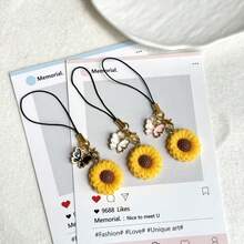 1pc Sunflower Phone Charm Pendant, Creative Small Accessory, Suitable As Gift - Multicolor - View 7