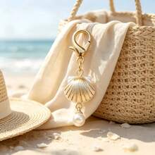 10pcs Faux Pearl Shell Keychain Bag Charm, Ideal Gift, Backpack Decoration, Perfect Summer Travel Gift For Women, Thoughtful And Heartwarming Gift For Friends And Family - 10 - View 3
