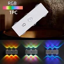 LED Smart Night Light With Motion Sensor, USB Rechargeable, Top And Bottom Lighting, RGB Gradient Ambient Light, Dimmable, Suitable For Entryway, Stairs, Bedroom, Living Room, Hallway, Garage - Rectangular Prism - View 11