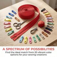 1 Set = 4 Zippers + 8 Plastic Zipper Pulls, 20 Colors Available, Zipper Set With Matching Color Plastic Zipper Pulls, Suitable For Clothing, Bags, Home Textiles And Other Sewing Tools - A - View 7