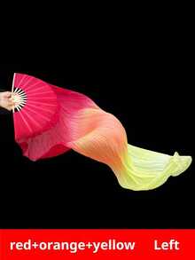 1pc Belly Dance Fan, Gradient Color Long Faux Silk Fan, Dance Performance Prop - Multicolor - View 22