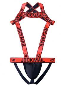 JOCKMAIL 肩帶式內褲 2合1 一體式男士丁字褲 雙層丁字褲 性感誘惑 運動款 - 橘色 - 查看 6