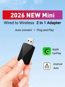 XUDA 2-In-1 Mini CarPlay AI Box, Supports Wired To Wireless CarPlay And Android Auto, 5GHz WiFi Transmission Speed, Plug And Play, Stylish And Portable, Compatible With 99% Of Factory CarPlay Vehicles, USB/USB-C Interface. - A - View 2