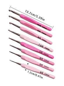 [8pcs/Set]Pink Gradient Handle Crochet Hooks, 2.5-6.0mm 8 Sizes, Suitable For Medium-Thick Yarn, Acrylic Yarn, Perfect For Dolls, Clothing, Accessories Crochet, Meets Most Yarn DIY Crochet Creations, Practical Tool For Hand Knitting Enthusiasts - Crochet Hooks 2.5-6.0 Mm, 8-piece Pack - View 8