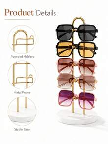 1pc 5-Layer Metal Eyeglass Frame, Desktop Fashion Glasses And Sunnies Storage And Display Stand, Space-Saving Portable Entryway Decor Rack, Eyewear Store Counter Display Rack,For Bedroom Decoration, Home Decor, And Vanity Table - Gold - View 5