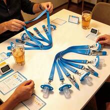 19pcs Baby Shower Pacifier Toss Challenge Game Set, Hands-Free Clip-On Pacifier Throwing Interactive Props, Includes 6 Pacifiers, 6 Lanyards, 6 Metal Clips And 1 Game Instruction Card, Suitable For UK/US Baby Shower, Pregnancy Party, Gender Reveal Party, Family Gathering And Birthday Celebration, Fun Icebreaker Game For All Guests, Create Lively Atmosphere, Perfect For Photo/Video, Friend Competition, Table Decoration And Party Memories - Multi-color - Pacifier - View 5