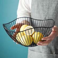 Round Metal Fruit Basket, Modern Wire Fruit Bowl For Kitchen Storage - View 6