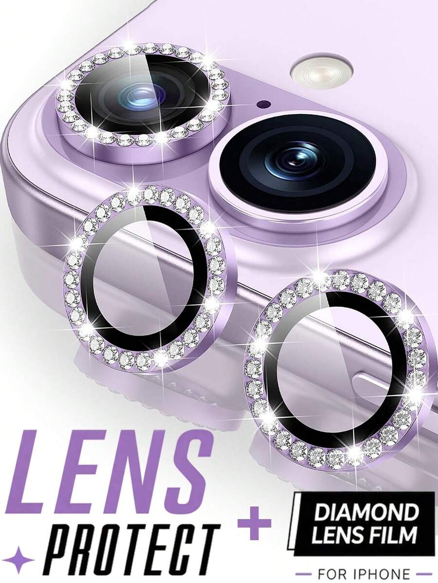 3 buah Pelindung Lensa Kamera Berlian Imitasi Warna-warni, Kompatibel dengan Apple 18 Pro/18 Pro Max/17/17Air/17pro/17promax/16/16pro/16plus/16promax/16 14 Pro 6.1 Inch/14 Pro Max 6.7 Inch, Kaca Tempered Penutup Kamera Berkilau Berlian Imitasi, Kompatibel dengan Apple 14 Pro Max/14 Pro/15/15Promax/15Pro [Sangat Pas] - Berlian Imitasi Aneka Warna - Purple - View 1