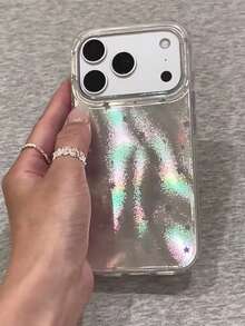 Ins Electroplated Silver English Star Design Phone Case Compatible With Apple 17 Pro Max, 16 Pro, 14 Pro Max, 15 Pro Max, 13, Minimalist Korean Style Silicone Shockproof Soft Shell For Women - Grey - View 2