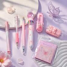 1 Set 7pcs New Dreamy Butterfly Stationery Set, Multi-Functional Learning Supplies, Gift For Students, Classroom Reward Prize - Multicolor - View 5